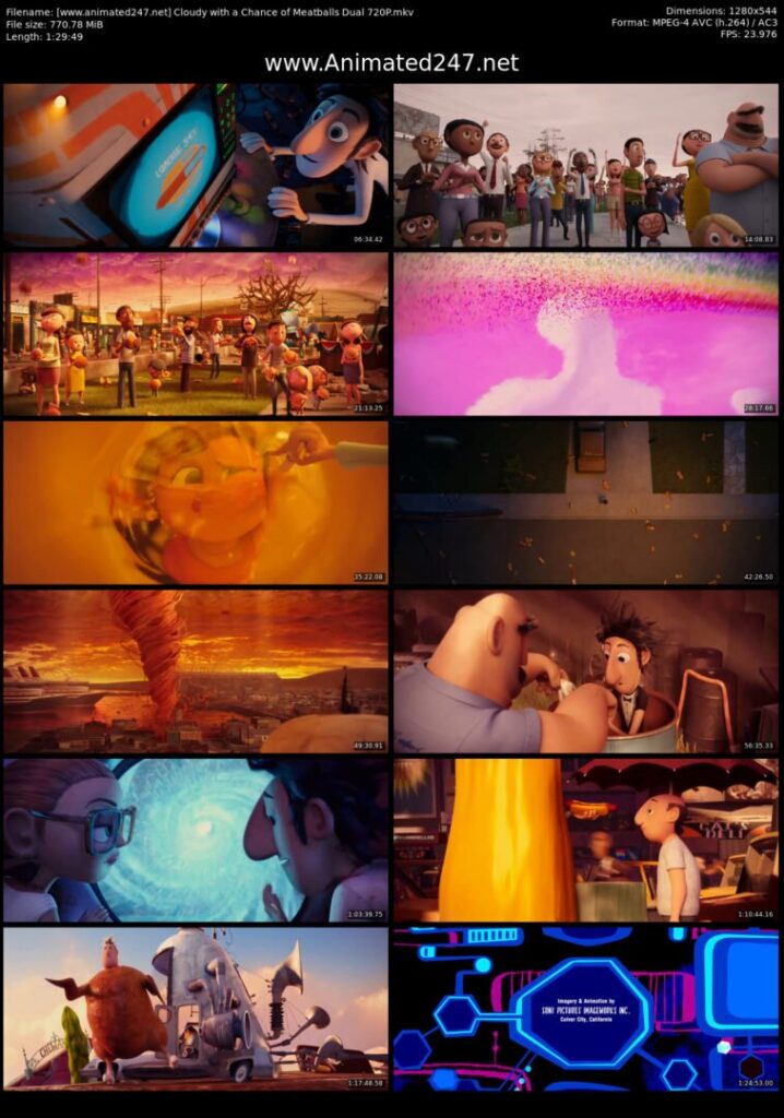 Cloudy With A Chance Of Meatballs Full Movie Free in English and Hindi Dubbed HD 720P