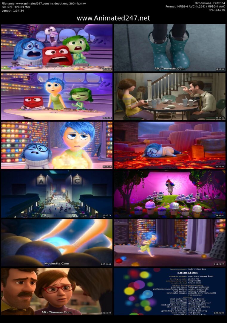 Inside Out 2015 BRRip 300MB English Free Download Full Movie 480P