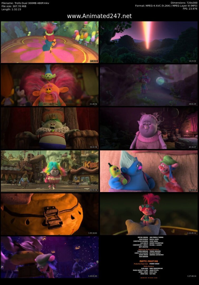 Trolls English & Hindi Dubbed 300MB 480P