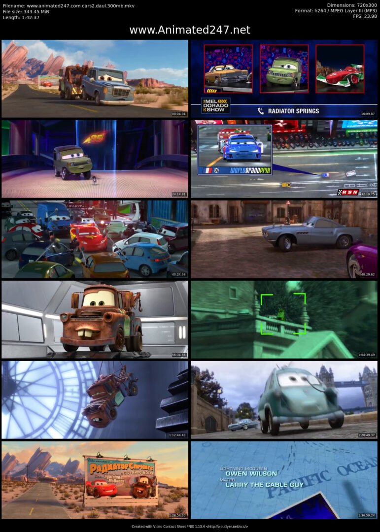 Cars 2 Movie Free Download English & Hindi Dubbed 300MB